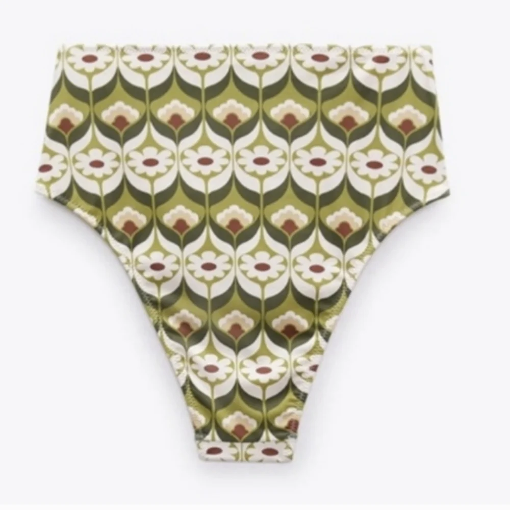 Zara Boho Print Super High Waist Cheeky Bikini Bottoms